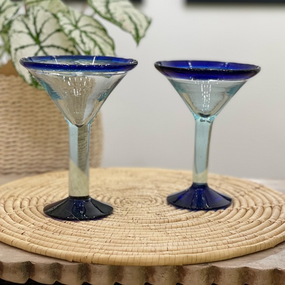 🇲🇽Mexican Blown Glass Margarita Glasses- set of 2🇲🇽 - Picture 2 of 10